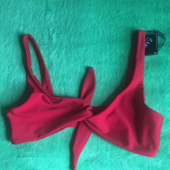 Zaful Forever Young Front Tie Red Bikini Top - Picture 12 of 12